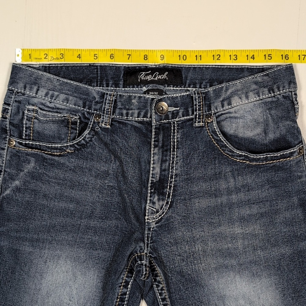 True Luck Men Bootcut Jeans 34x32 Blue Classic Fit Western Denim Pants - Picture 8 of 16